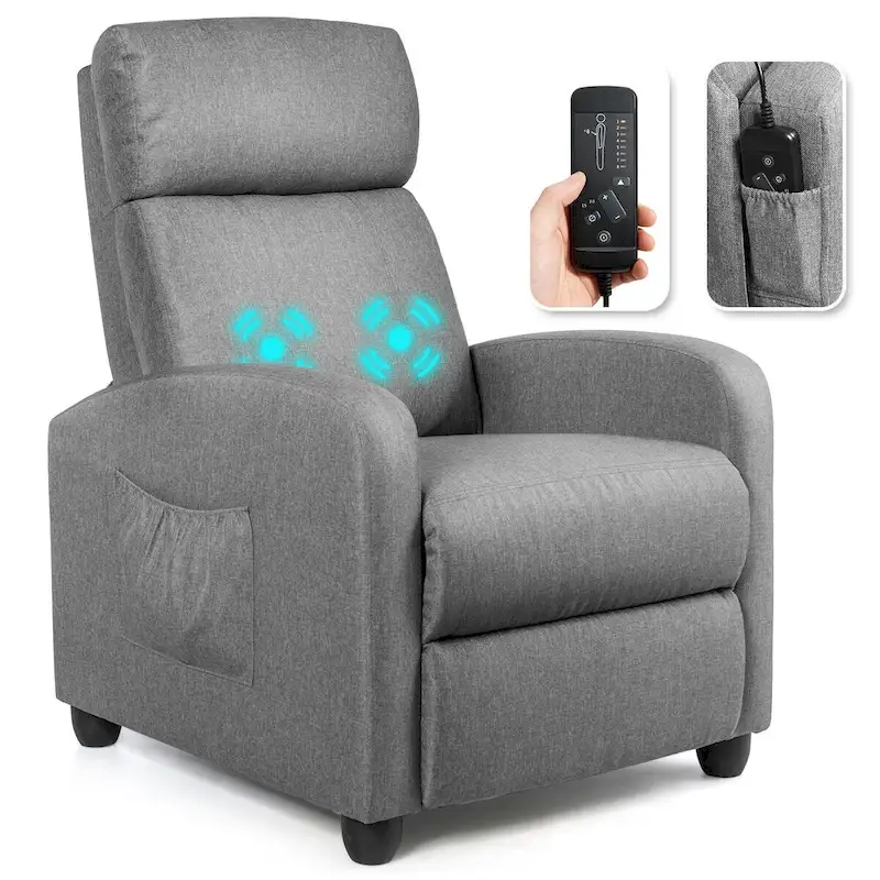 Massage Recliner Chair Single Sofa Padded Seat w/ Footrest