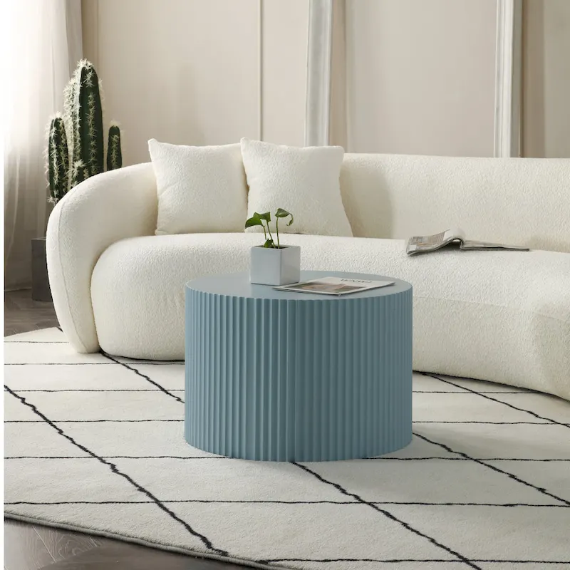 Modern Farmhouse Round Accent Nesting Side Coffee Table Set (Set of 2)