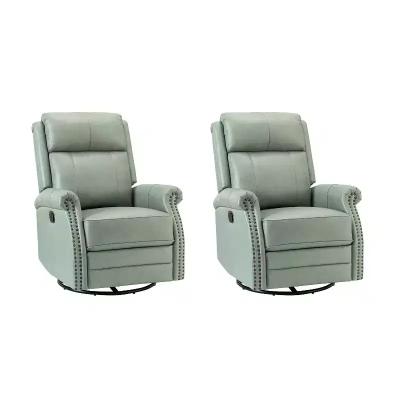 Irene 30.5 Wide Genuine Leather Manual Recliner with Rolled Arms Set of 2| ART OF LIVING DESIGNS