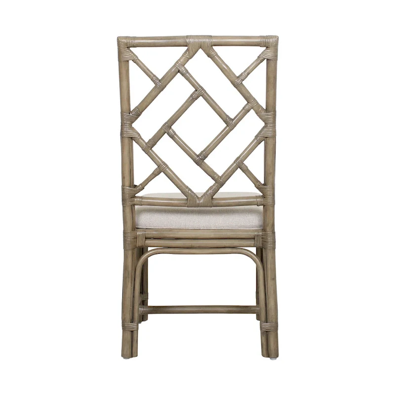 Natural Rattan Handmade Chippendale Cushioned Dining Chairs by