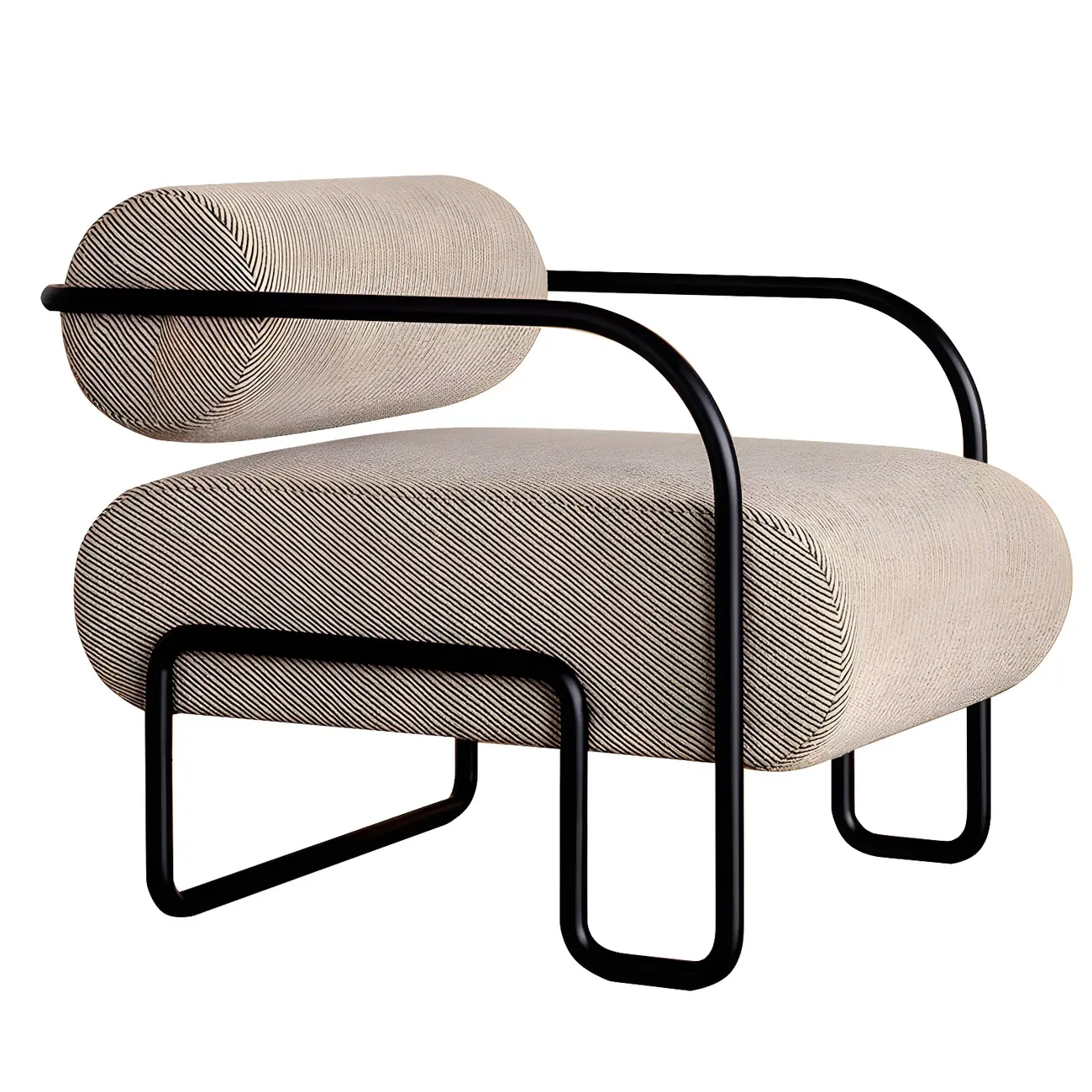 Industrial Leather/Velvet Accent Chair with Metal Frame