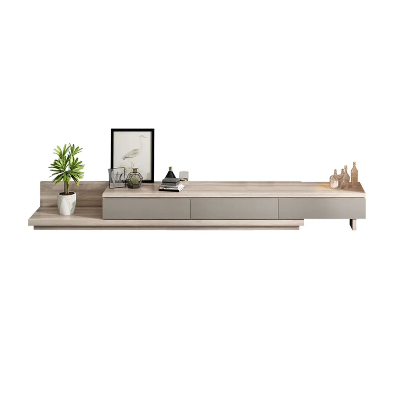 Wooden Scandinavian TV Stand with Storage Shelves