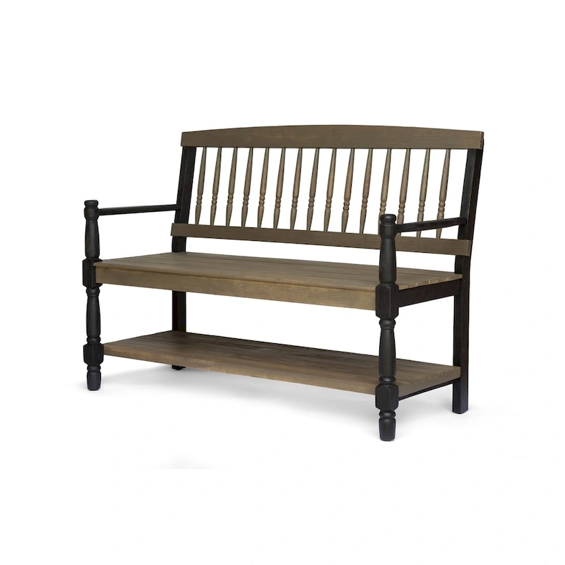 Lennon Acacia Wood Bench with Shelf by Christopher Knight Home