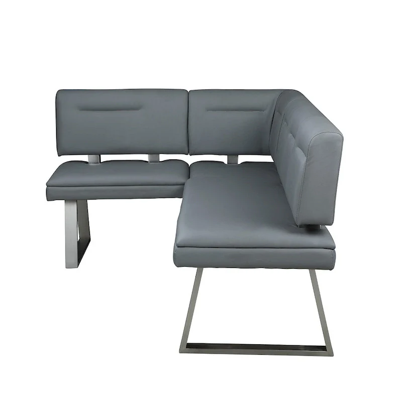 Tufted Faux Leather Reversible Dining Nook – Grey, Single