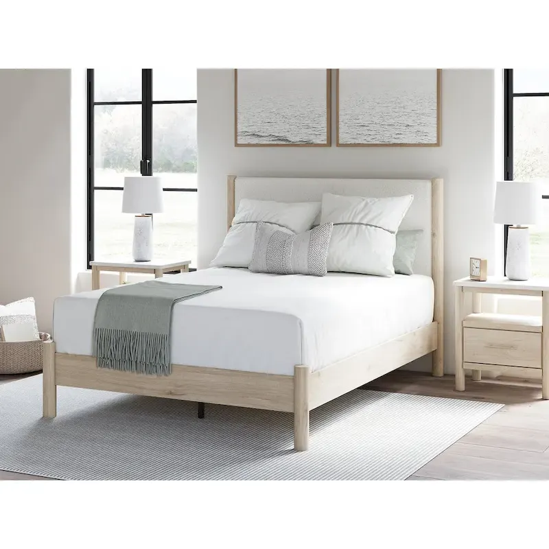 Signature Design by Ashley Cadmori Upholstered Panel Platform Bed