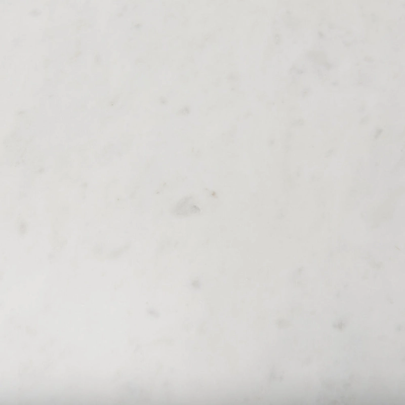 Enzo White Marble w/ Fluted Light Brown Solid Wood Round Accent Table