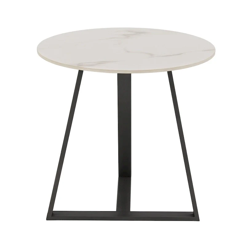 Jurmala Glossy Sintered Stone with Grey Metal Base End Table by iNSPIRE Q Modern