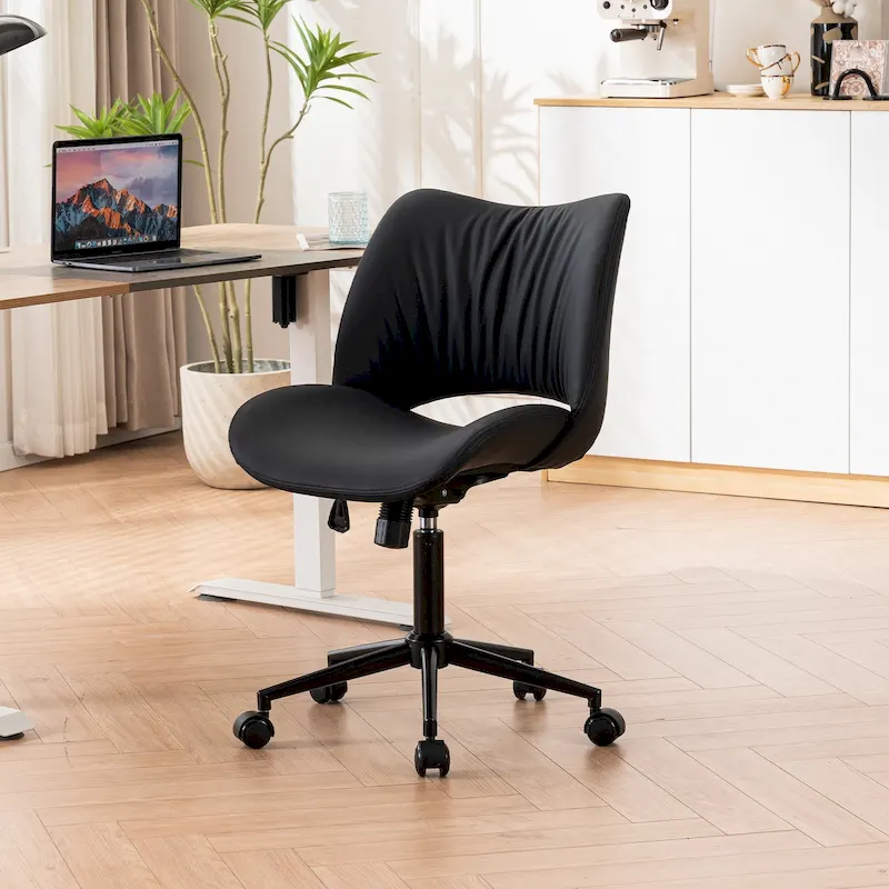 Swivel Armless Ergonomic Office Chair with Wheels