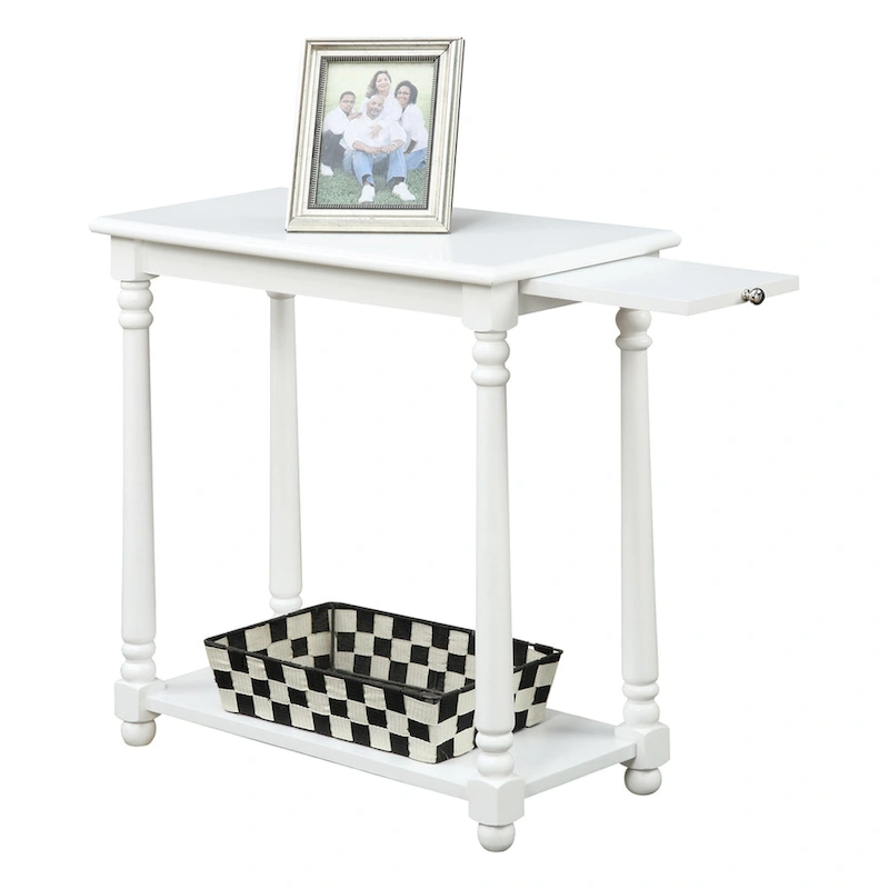 Convenience Concepts French Country Regent Chairside End Table with Pull-Out Shelf