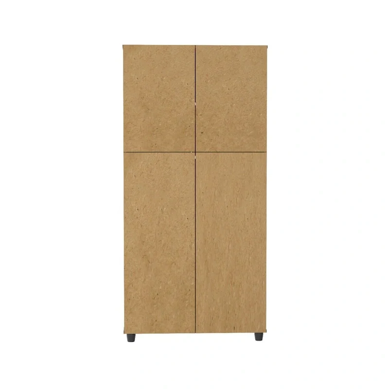 65-Inch Armoire Wardrobe with Hanging Rod and Shelves, Freestanding Bedroom Closet