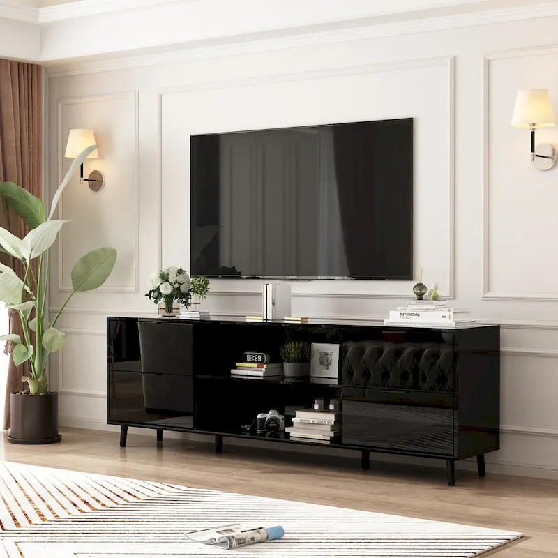 30 Recessed Electric Fireplace High Glossy TV Stand Combo Fireplace