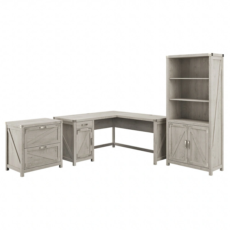 Knoxville 60W L-Desk with File Cabinet and Bookcase by Bush Furniture