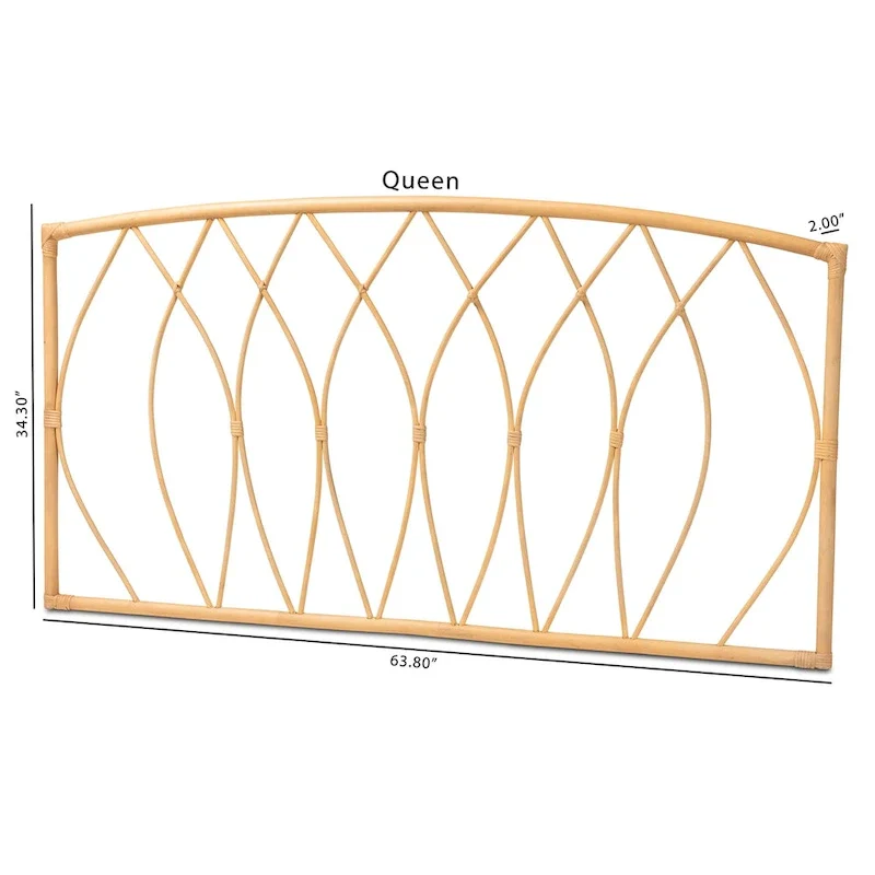 Halia Modern Bohemian Natural Rattan Wall-mountable Headboard-Queen