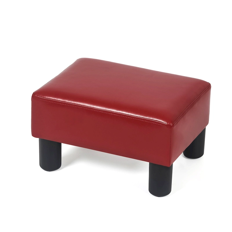 Adeco Small Rectangular Ottoman Modern PU Leather Footrest Stool Chair