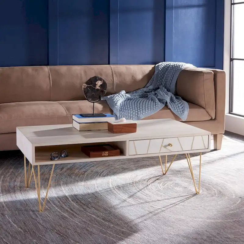 SAFAVIEH Nilgun 1-Drawer 1-Shelf Living Room Coffee Table - 43 W x 21.6 L x 16 H - 43Wx22Dx16H