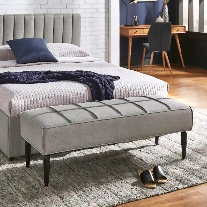 Cassian Black Finish Linen Upholstered Bench by iNSPIRE Q Modern