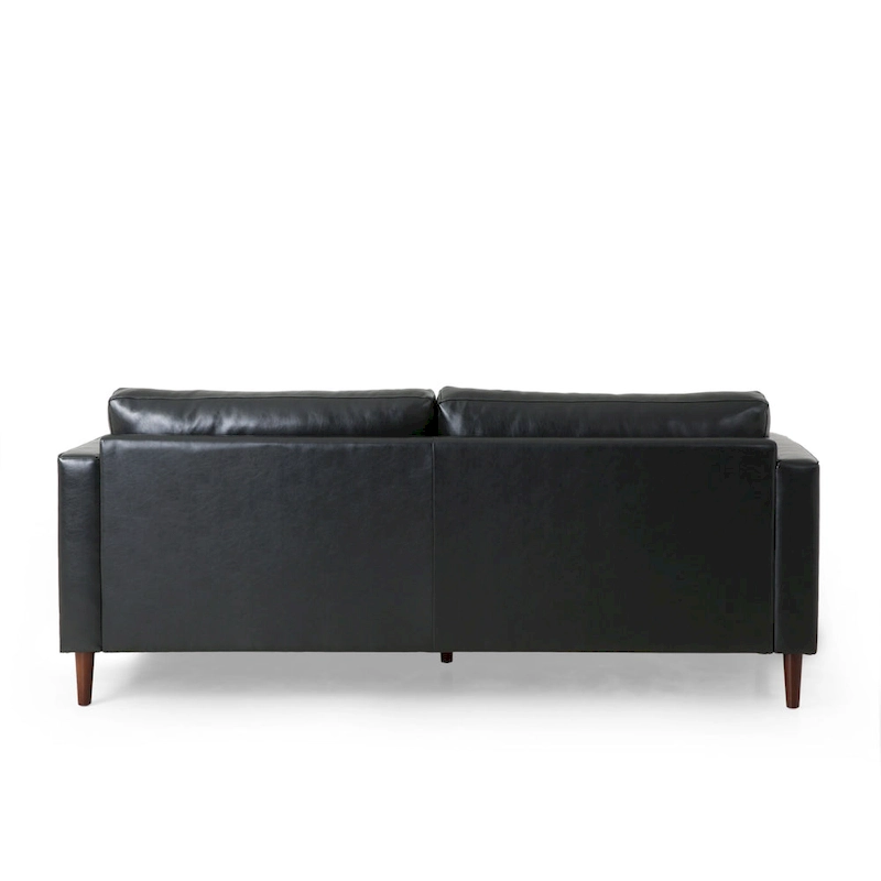 Modern 82.25 Faux Leather 3-Seater Sofa with Wood Legs