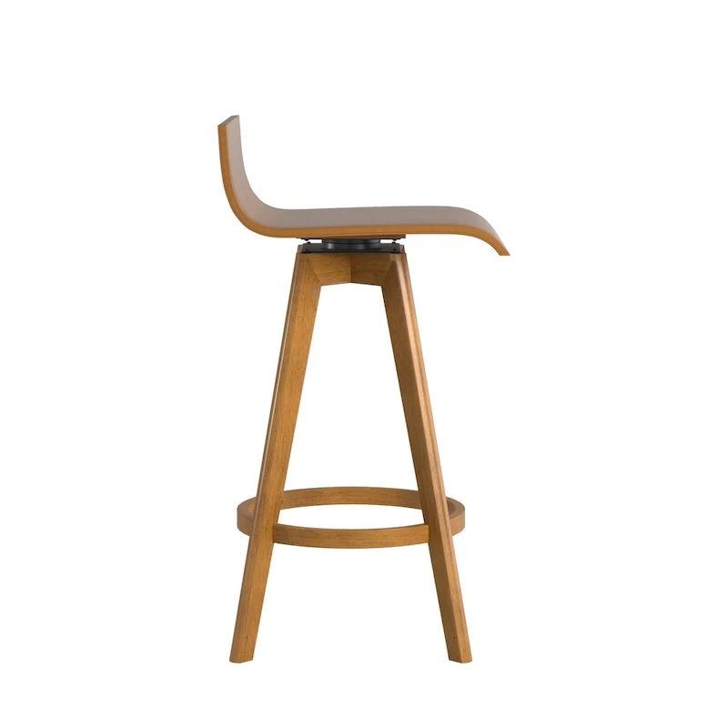 Ellery Mid-Century Modern Swivel Wood Stool (Set of 2) iNSPIRE Q Modern