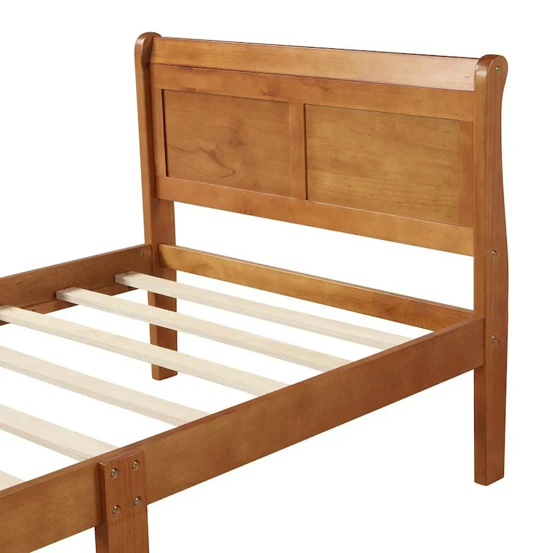 Twin/Full/Queen Wood Frame Sleigh Bed with Footboard