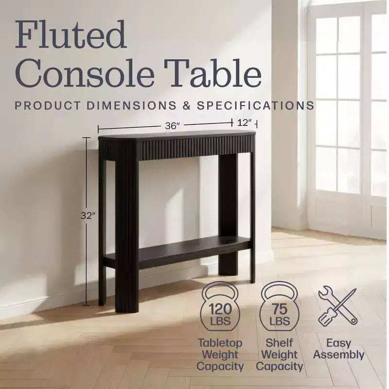 Fluted Solid Wood Console Table 36
