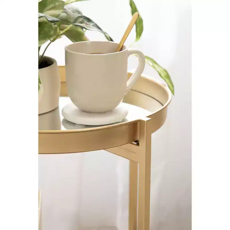 Round 2-Tier Metal Foldable Tray Table