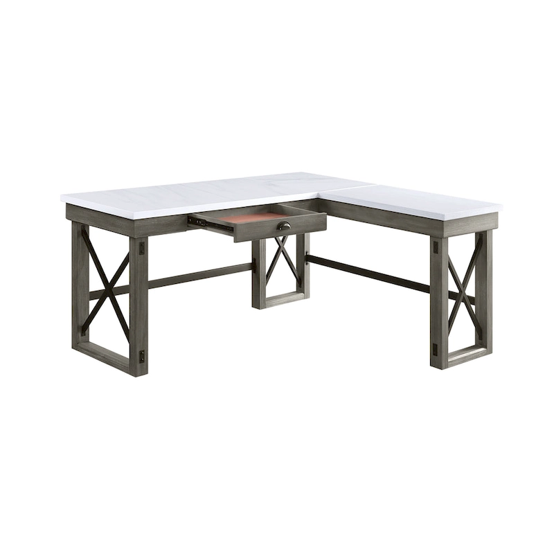 Talmar Marble Top Weathered Gray Finish Writing Desk with Lift Top