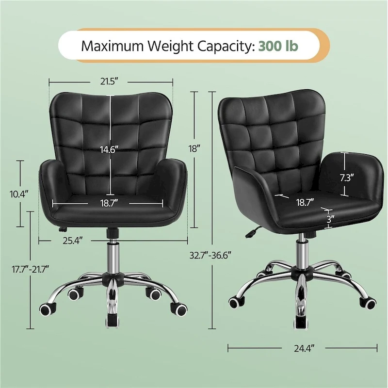 Yaheetech Faux Leather Desk Chair with Padded Armrests Modern Office Chair - N/A