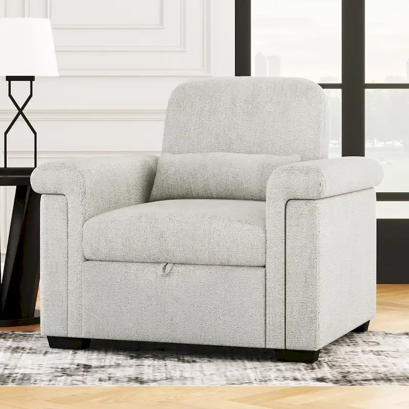 Living Room Lounger Chair 3 in 1 Convertible Sleeper Chair with Pillow
