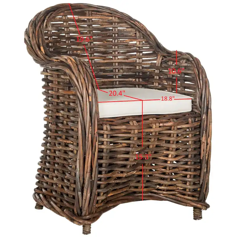 SAFAVIEH Styliani Natural Rattan Club Chair - 27.5 x 27.5 x 35.5 - 28Wx28Dx36H