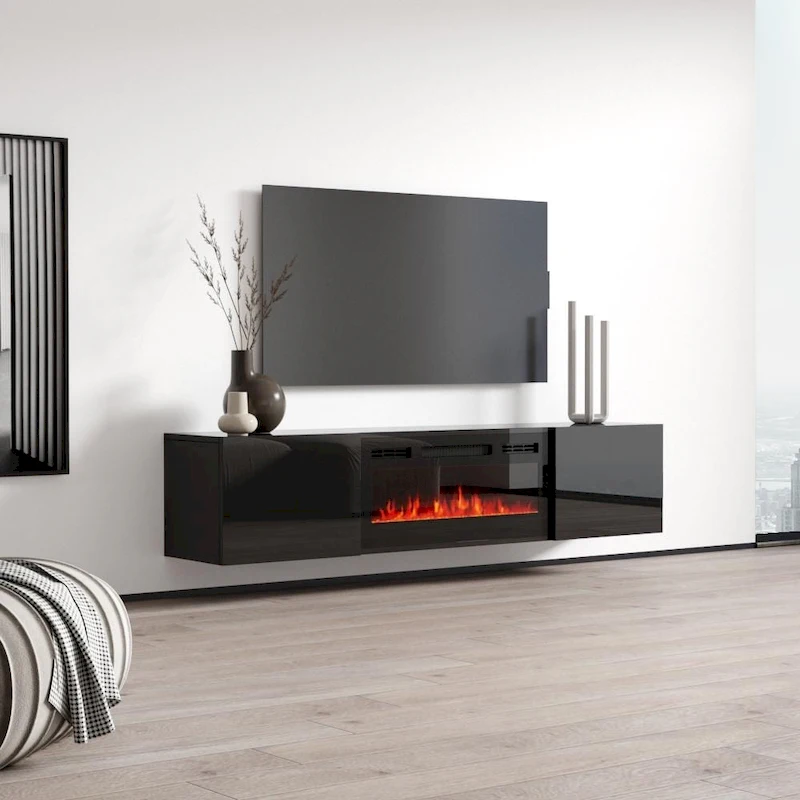 Cali EF Wall Mounted Electric Fireplace Modern 72 TV Stand