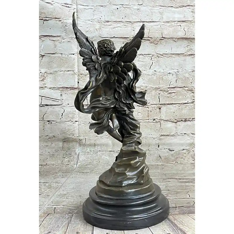 Signed Jean Debut Sculpture Of A Romantic Couple Angel Bronze Statue 13 Inches X 6 Inches