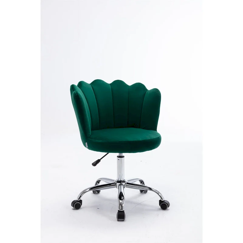 Velvet Upholstered Adjustable Height Swivel Home Office Chair
