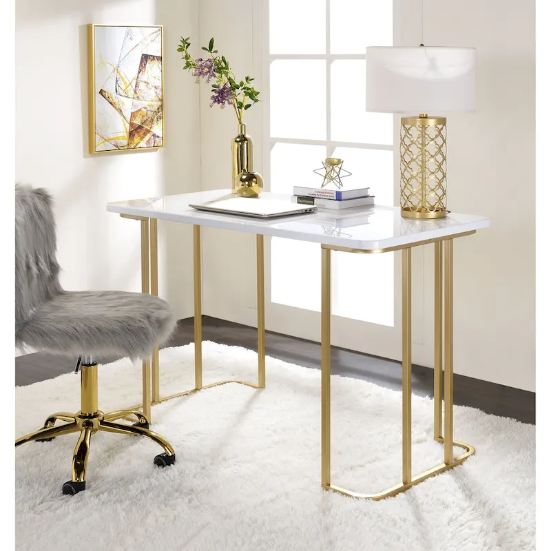 Estie White & Gold Finish Writing Desk