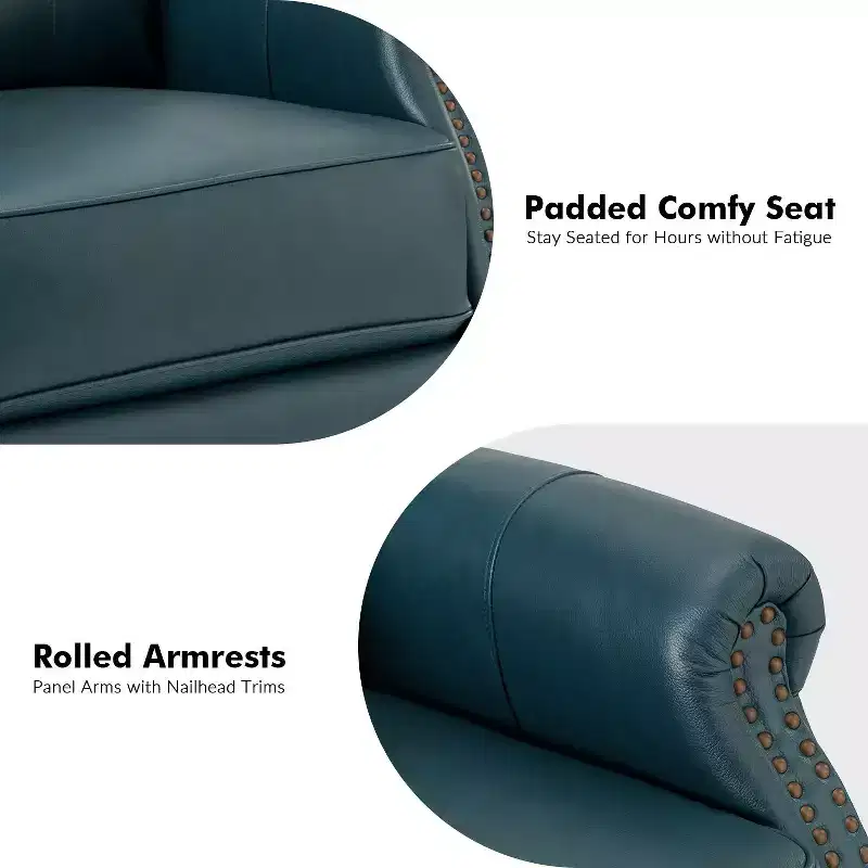 Irene 30.5 Wide Genuine Leather Manual Recliner with Rolled Arms Set of 2| ART OF LIVING DESIGNS