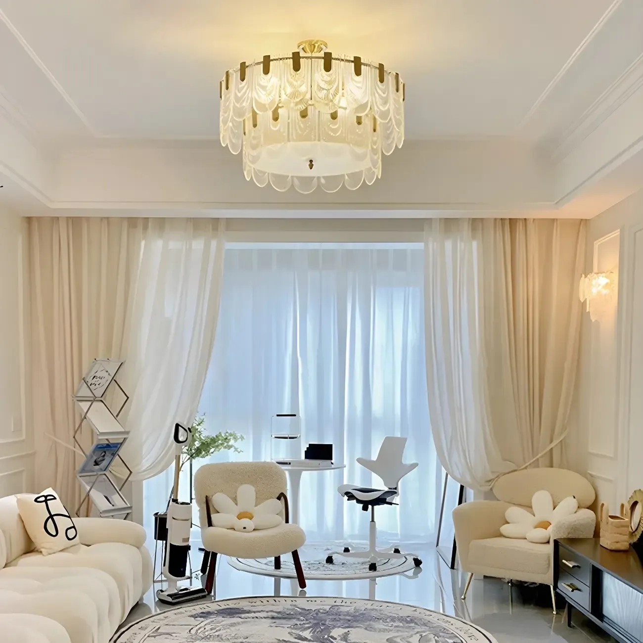 Luxury Gold Metal Island Pendant Light with Glass Accents