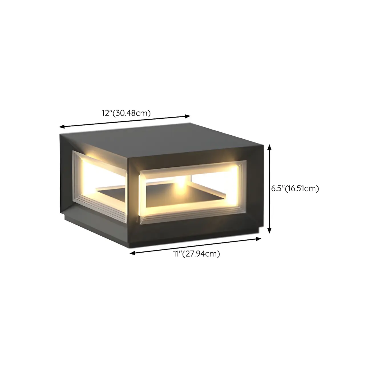 Modern Metal Black Geometric LED Post Cap Light