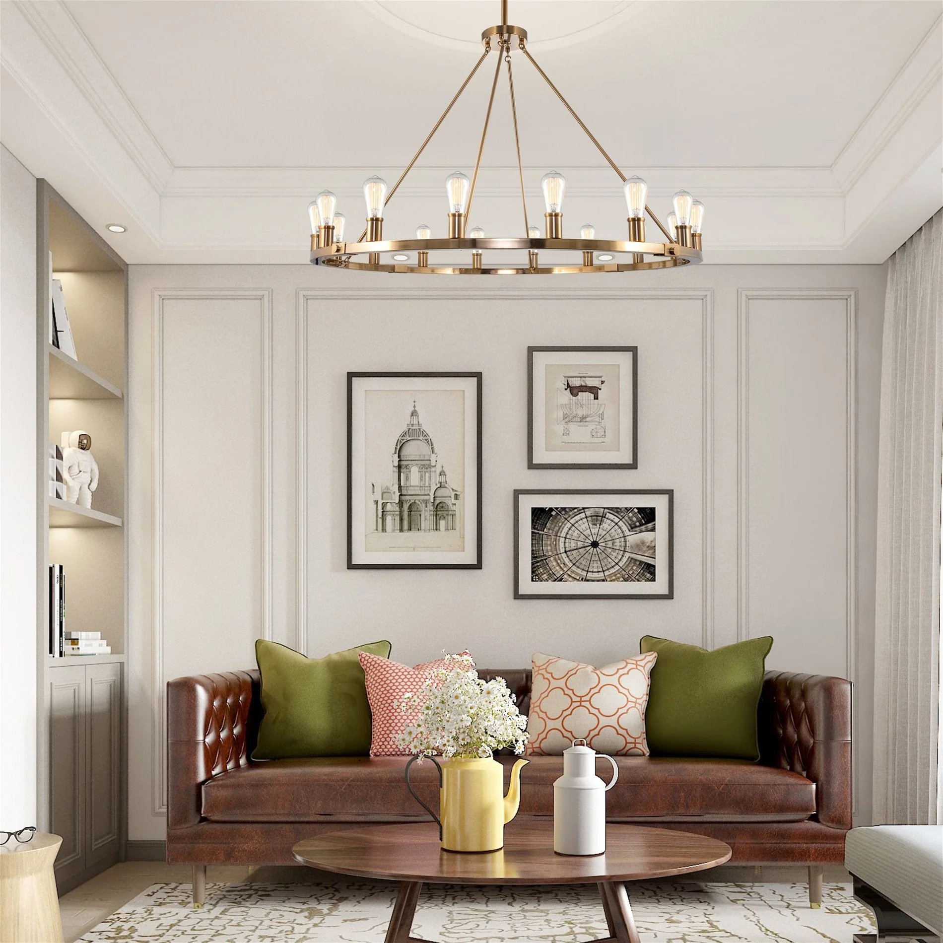 Homestead 48 16-Light Large Rustic Farmhouse Wagon Wheel Kitchen Island Chandelier