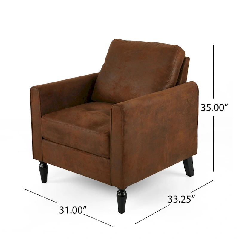 Modern 31 Microfiber Club Chair with Tapered Legs and Thick Seat Cushions