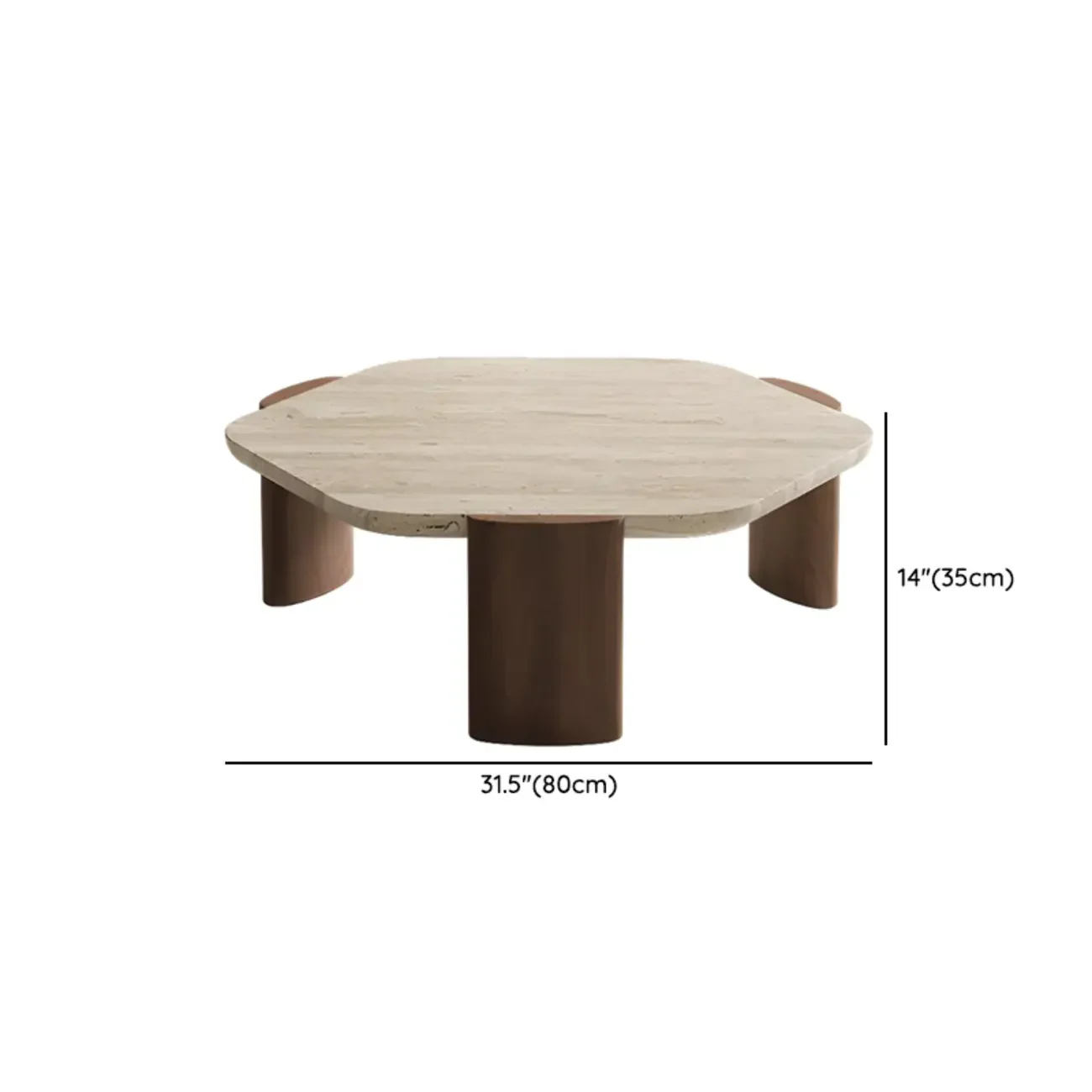 Modern Beige Travertine Top Coffee Table in Hexagon/Round