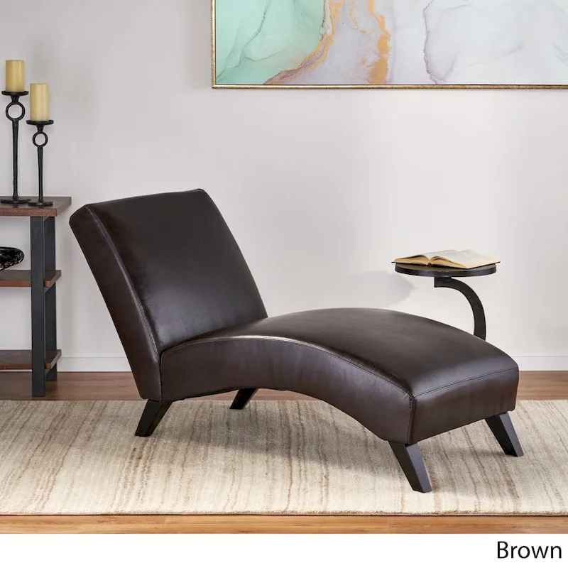 Finlay Leather Chaise Lounge by Christopher Knight Home