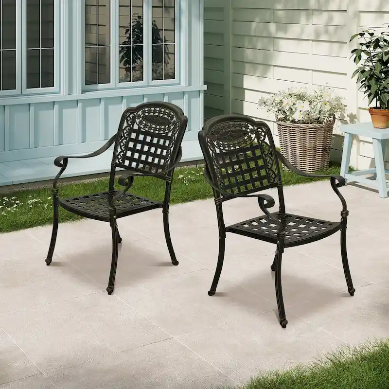 Clihome Cast Aluminum Patio Dining Chairs (Set of 2)