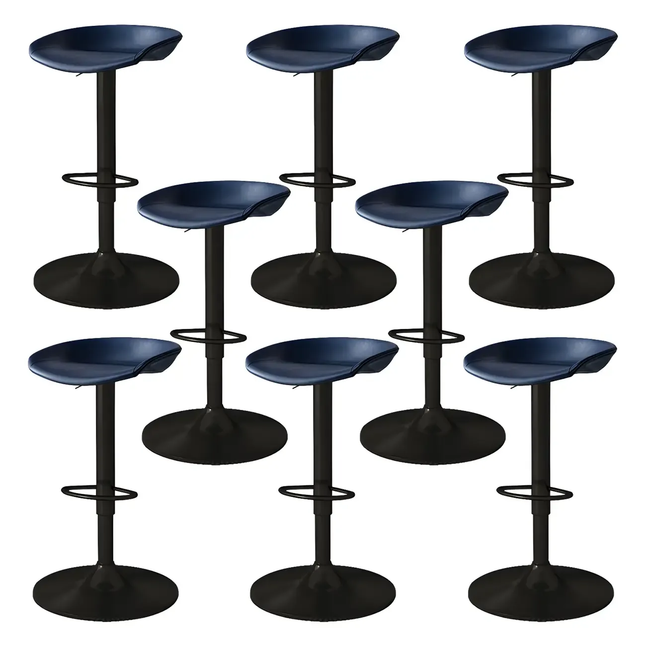 Modern Leather Black Pedestal Swivel Adjustable Bar Stool