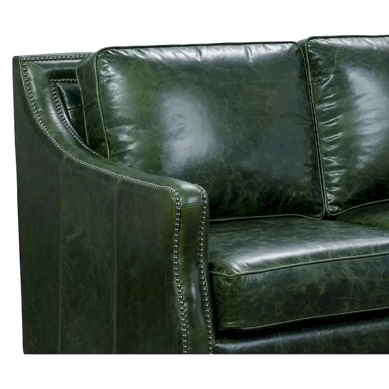 Essex Distressed Green Top Grain Leather Loveseat