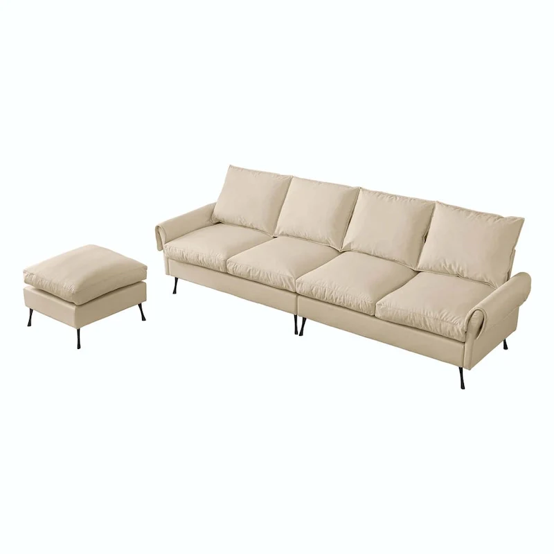 104.5Modern Technical leather L-Shaped Sofa with Ottoman