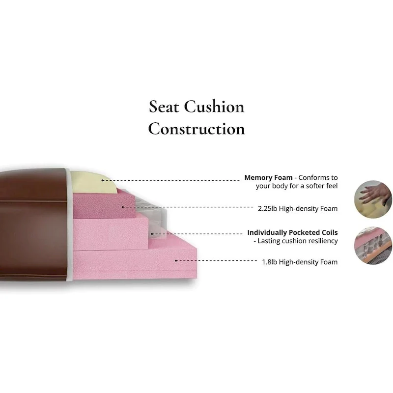 Top Grain Leather Sofa, Kiln-Dried Wood Frame, Pocketed Coils, Chestnut, Seats 3, 84