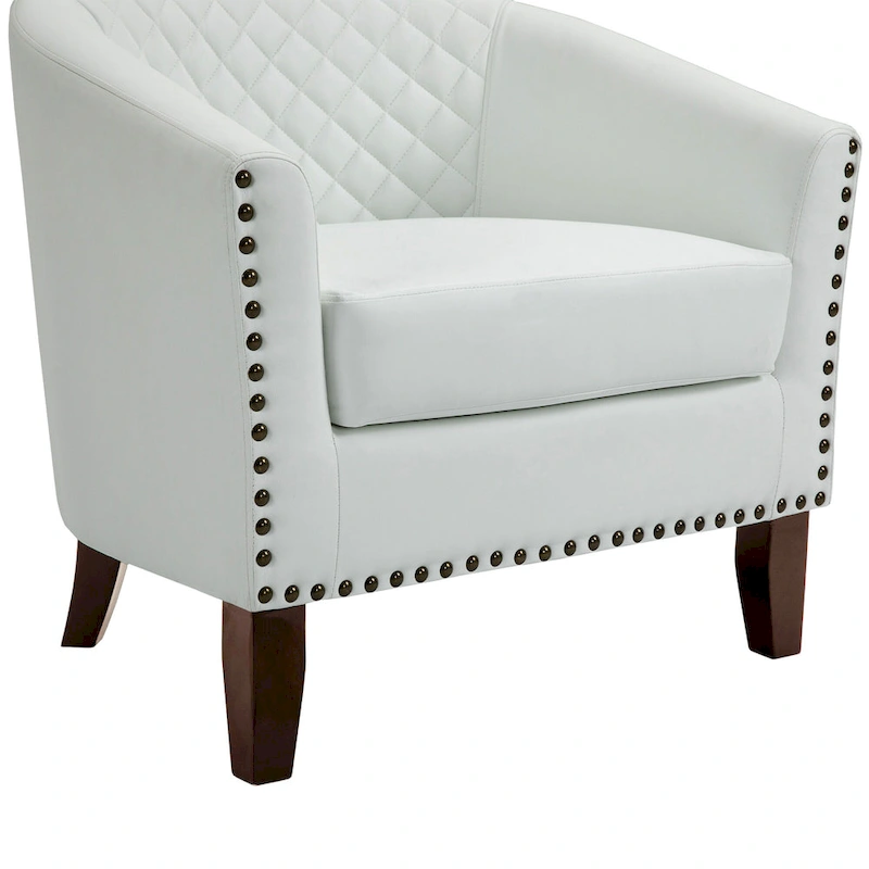 Ethan Accent Chair Barrel PU Leather with Nailhead Trim