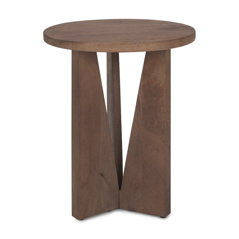 Mattius Black Solid Wood Round Accent Table - 18L x 18W x 22H