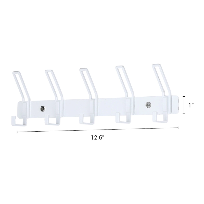 1 Pack Coat Rack Wall Mount, Wall Hooks with 5 Hooks for Entryway - 12.6*1in