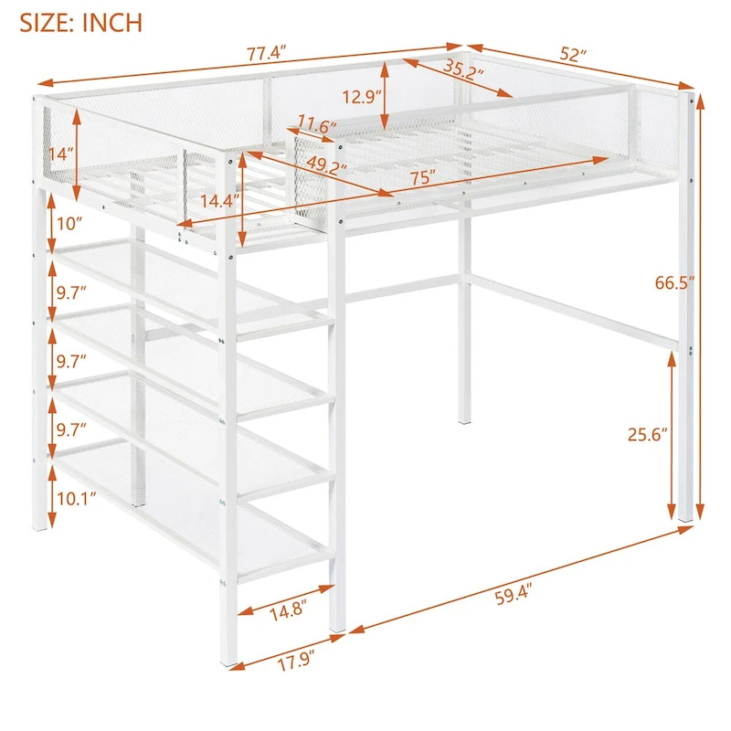White Modern Style Multi-functional Loft Bed