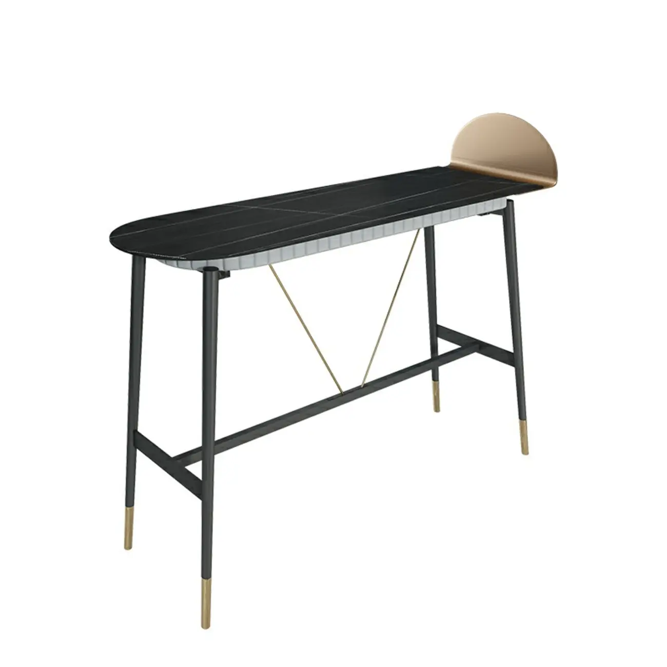 Designer Black Metal Bar Table with Gold Footrest for Modern Home